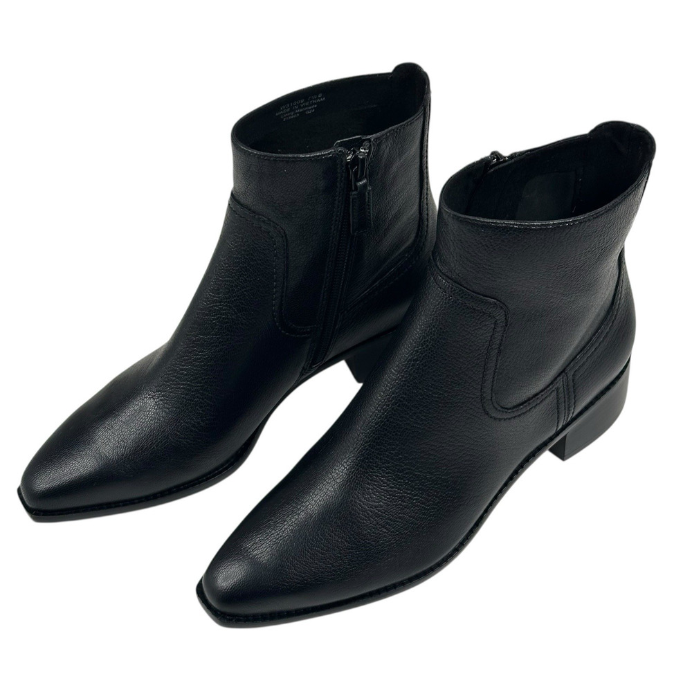 COLE HAAN Naia Black Leather Ankle Boots Womens Size 7.5B Side Zip New $200